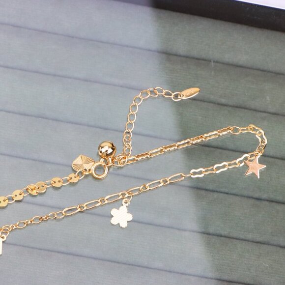 "Rose Gold Anklet with Star Charms & Shiny Links, XPAL1170 - Picture 11 of 12